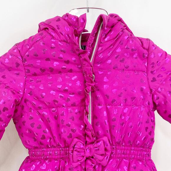 ROTHSCHILD Toddler Pink Heart Print Winter Jacket - Picture 6 of 8